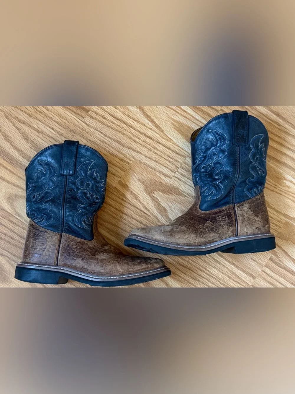Dan Post Kids Size 2D Brown Leather Western Cowboy Boots Distressed PC2936